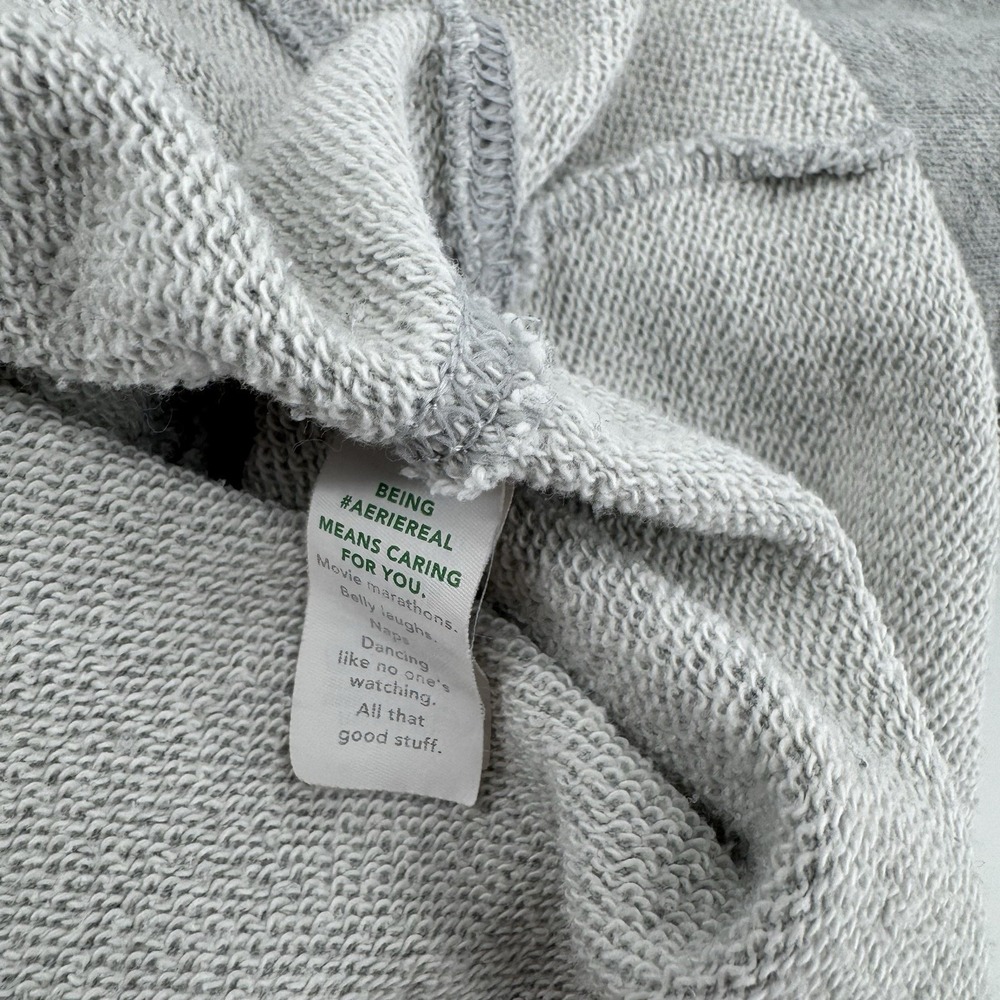 Aerie Sweatshirt Womens Sz L V Neck Pullover Oversized Relaxed Fit Gray Lounge - Picture 6 of 13
